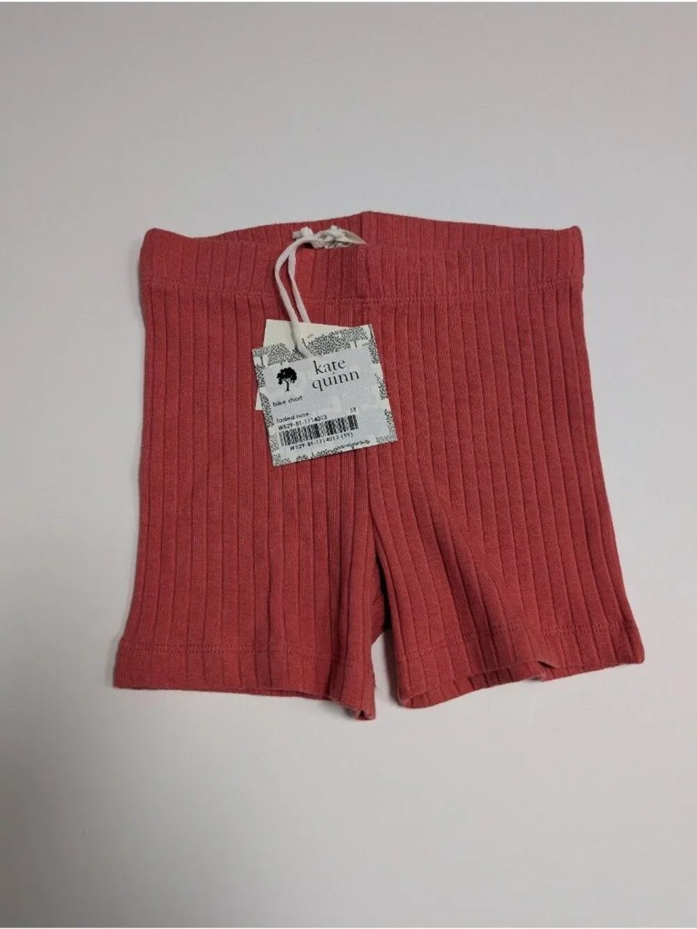 Kate Quinn Organic Cotton Wide Rib Faded Rose 5Y Bike Shorts Red Pink
